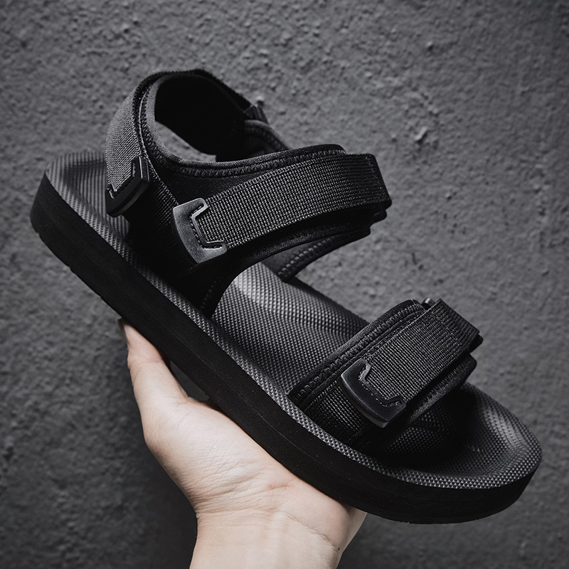 Men'S Shoes With Velcro - Sandalias planas ajustables para pie ancho,