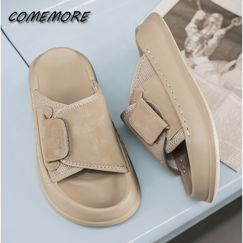 Men'S Shoes With Velcro - Comemore Pantuflas de suela gruesa para