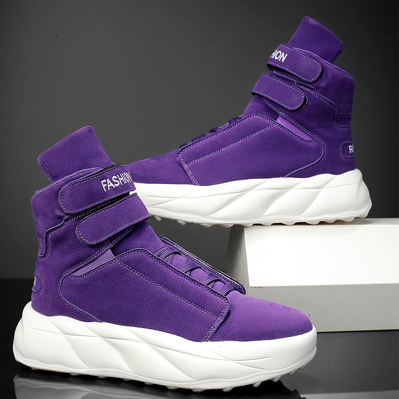 Men'S Shoes With Velcro - Zapatillas Deportivas Moradas de Caña Alta