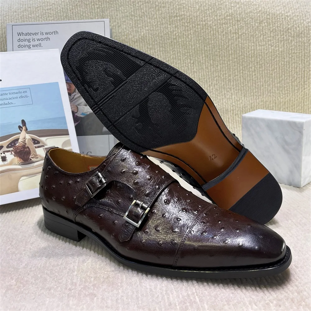 Monk Strap Shoe - Zapatos de monje de cuero genuino