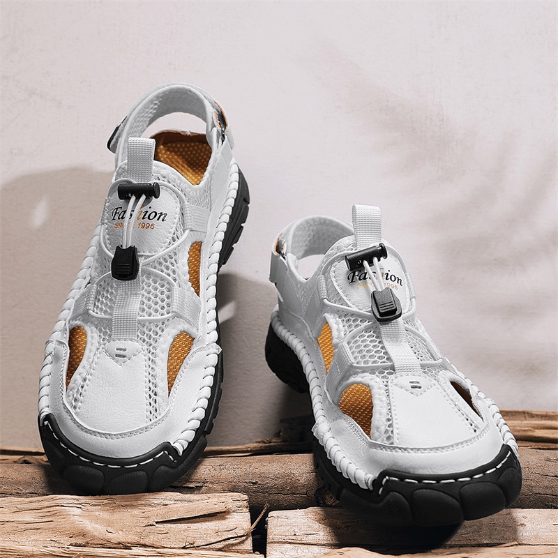 Men'S Shoes With Velcro - Sandalias simples hechas a mano con