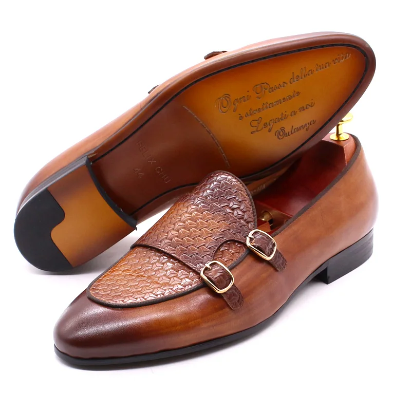 Mocasines de cuero genuino par - Monk Strap Shoe reseña y precio