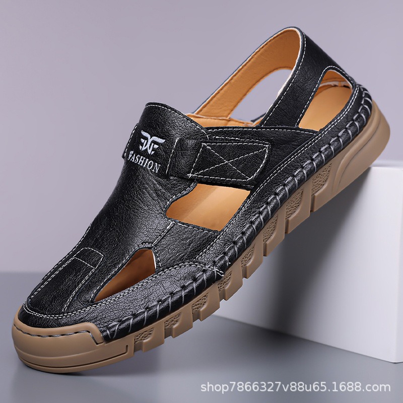 Sandalias de cuero transpirabl - Men'S Shoes With Velcro reseña y precio