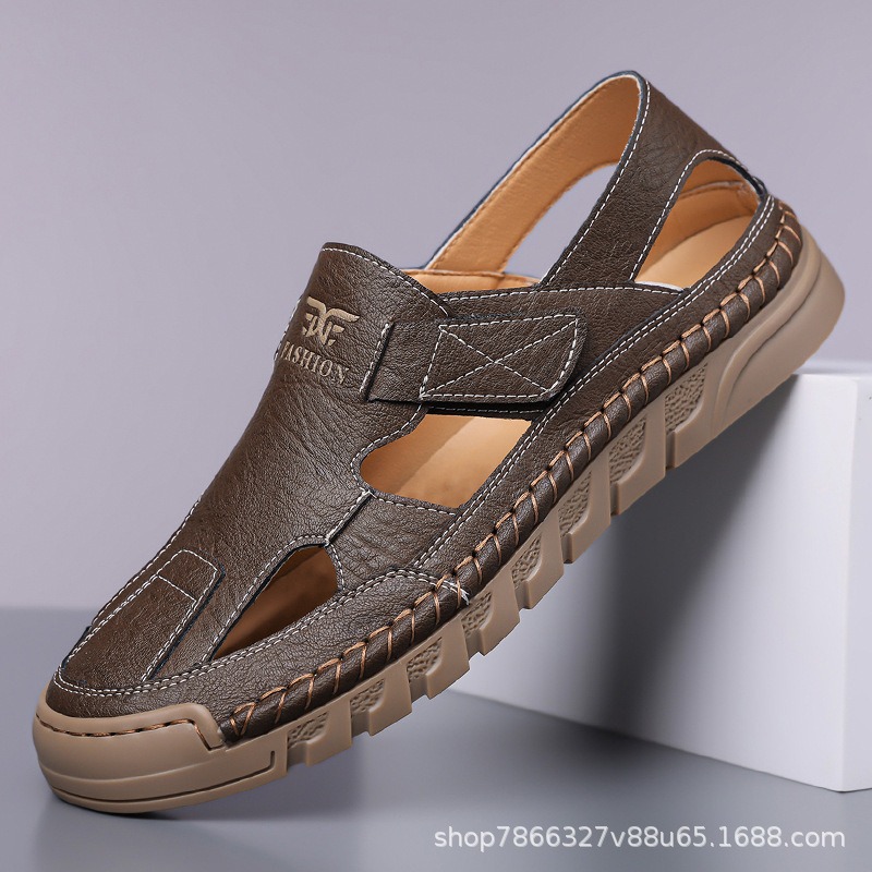 Sandalias de cuero transpirabl - Men'S Shoes With Velcro reseña y precio